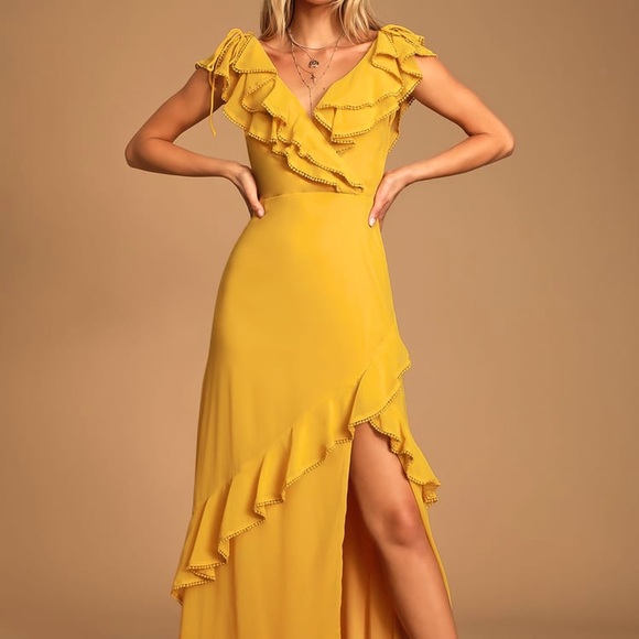 maxi mustard yellow dress